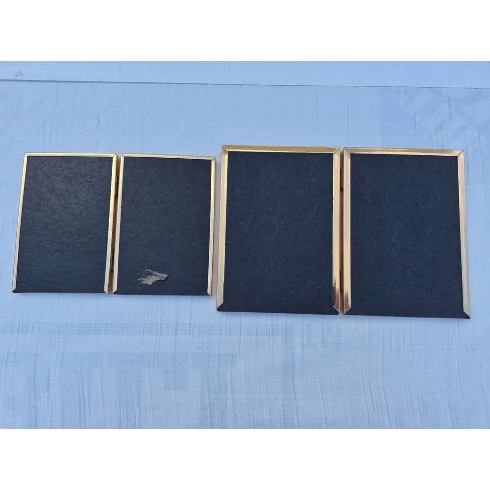 Vintage Intercraft Gold Metal Folding Double Picture Frames Set of 2 Beaded Edge
